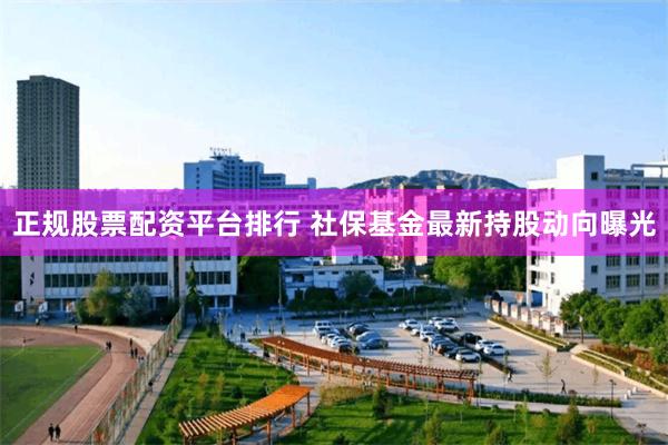 正规股票配资平台排行 社保基金最新持股动向曝光