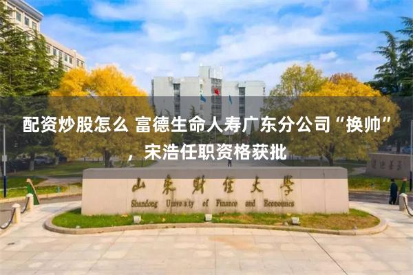 配资炒股怎么 富德生命人寿广东分公司“换帅”，宋浩任职资格获批