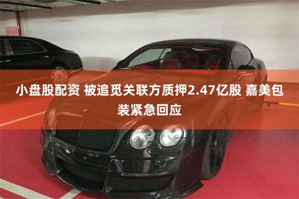 小盘股配资 被追觅关联方质押2.47亿股 嘉美包装紧急回应