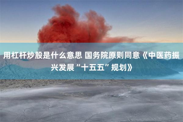 用杠杆炒股是什么意思 国务院原则同意《中医药振兴发展“十五五”规划》