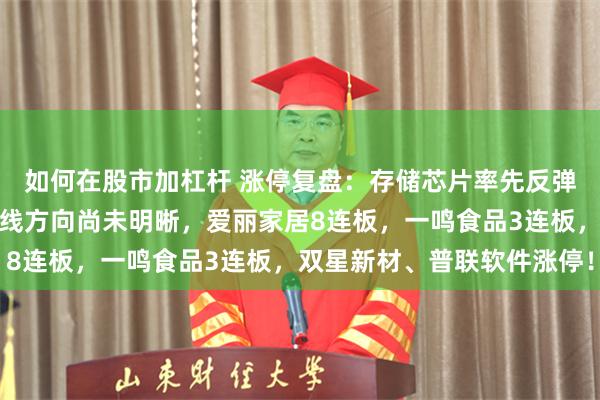 如何在股市加杠杆 涨停复盘：存储芯片率先反弹，德明利反包涨停！主线方向尚未明晰，爱丽家居8连板，一鸣食品3连板，双星新材、普联软件涨停！