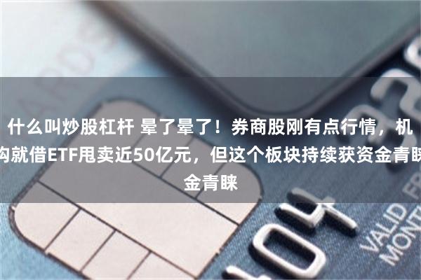 什么叫炒股杠杆 晕了晕了！券商股刚有点行情，机构就借ETF甩卖近50亿元，但这个板块持续获资金青睐