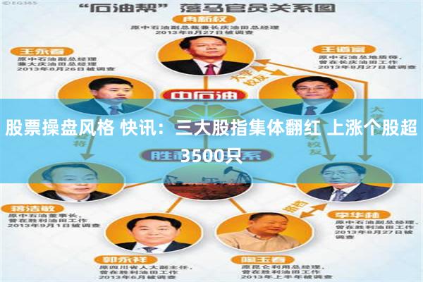 股票操盘风格 快讯：三大股指集体翻红 上涨个股超3500只