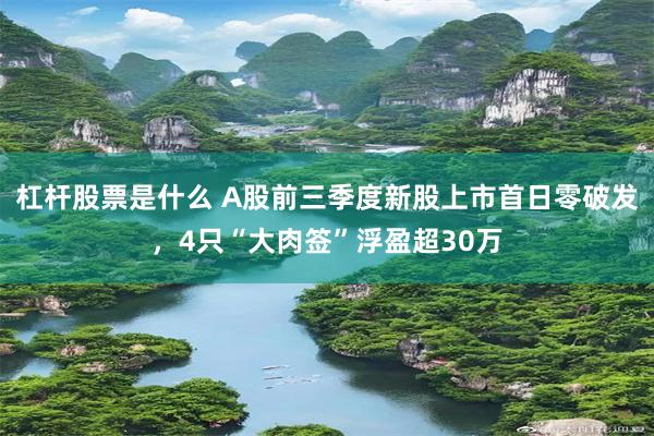 杠杆股票是什么 A股前三季度新股上市首日零破发，4只“大肉签”浮盈超30万