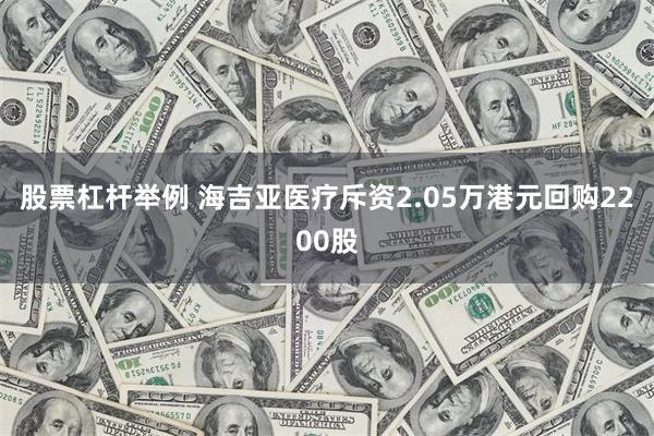 股票杠杆举例 海吉亚医疗斥资2.05万港元回购2200股